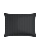 Set de 2 taies d'oreiller en satin de coton rayure tissé dobby Jacquard noir - 2x(50x70 cm)
