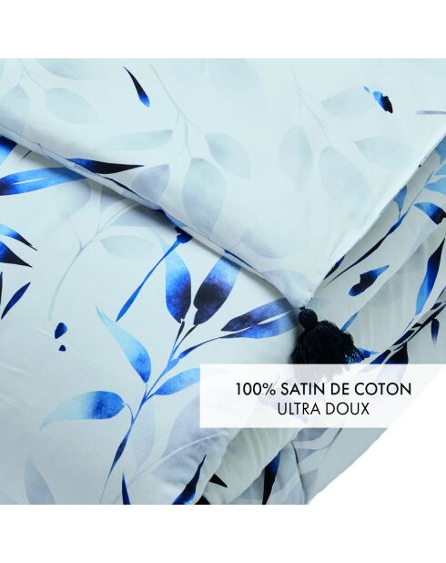 Steppdecke mit Quasten Eclat blau weiß - 140x200 cm