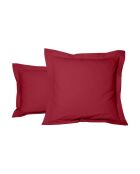 Taie d'oreiller carrée en percale de coton uni feu - 65x65cm