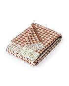 Bruine geweven plaid van zacht katoen Pied de Poule - 130x170 cm