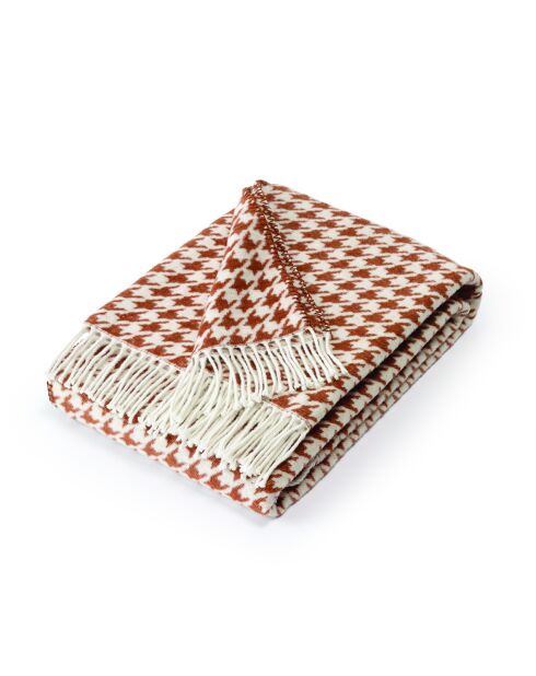 Bruine geweven plaid van zacht katoen Pied de Poule - 130x170 cm