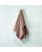 Bruine geweven plaid van zacht katoen Pied de Poule - 130x170 cm