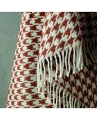 Bruine geweven plaid van zacht katoen Pied de Poule - 130x170 cm