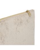 Platte buidel van taupe corduroy - 24x16,5 cm