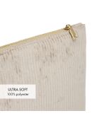 Platte buidel van taupe corduroy - 24x16,5 cm