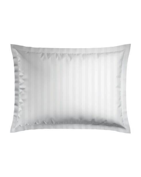 Set de 2 taies d'oreiller en satin de coton rayure tissé dobby Jacquard blanches - 50x70 cm