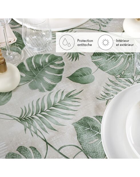 Mantel con revestimiento antimanchas Taupe Leaf Forest