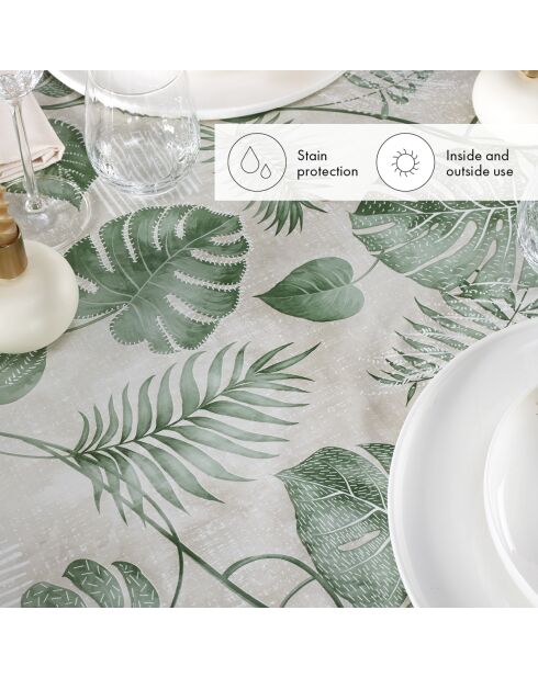 Mantel con revestimiento antimanchas Taupe Leaf Forest