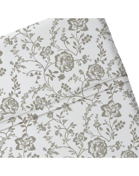 Parterre de Roses Baby-Bettlaken aus Baumwollsatin, 80 x 110 cm, Weiß/Taupe