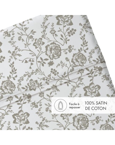 Parterre de Roses Baby-Bettlaken aus Baumwollsatin, 80 x 110 cm, Weiß/Taupe
