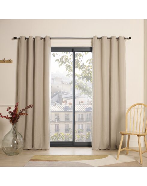 Rideau obscurcissant à œillets Lisbonne taupe - 140x220 cm