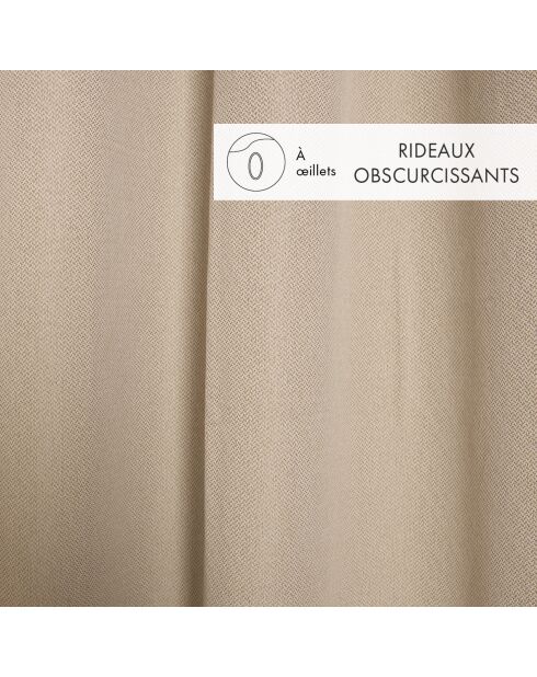 Rideau obscurcissant à œillets Lisbonne taupe - 140x220 cm