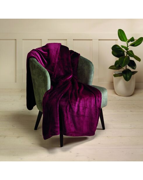 Maxi plid/copriletto in pile bordeaux - 180x220 cm