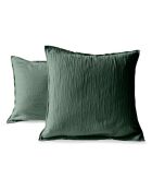 Taie d'oreiller carrée en gaze de coton verte sapin - 65x65cm