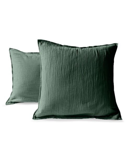 Taie d'oreiller carrée en gaze de coton verte sapin - 65x65cm
