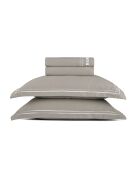 Schönes rechteckiges Maxi-Bettwäsche-Set aus Baumwollsatin in Weiß/Taupe