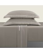 Schönes rechteckiges Maxi-Bettwäsche-Set aus Baumwollsatin in Weiß/Taupe