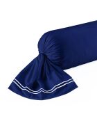 Annecy Kissenhülle aus Baumwollsatin, 43 x 210 cm, Weiß/Dunkelblau