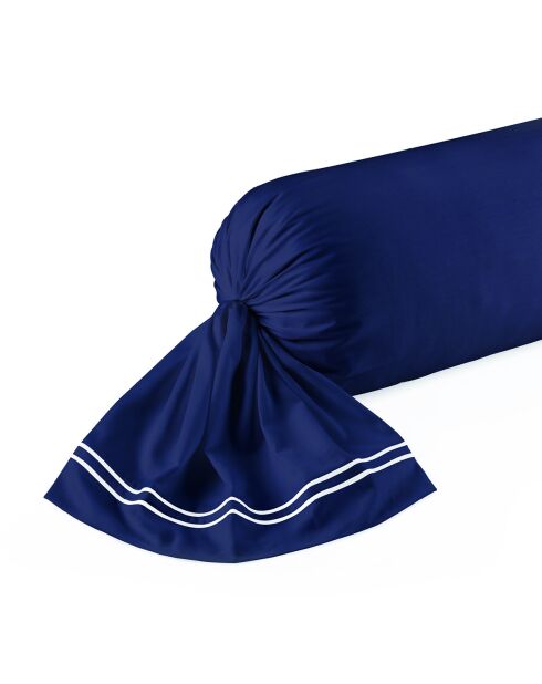 Annecy Kissenhülle aus Baumwollsatin, 43 x 210 cm, Weiß/Dunkelblau