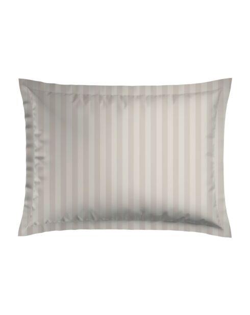 Set de 2 taies d'oreiller en satin de coton rayure tissé dobby Jacquard taupe - 50x70 cm