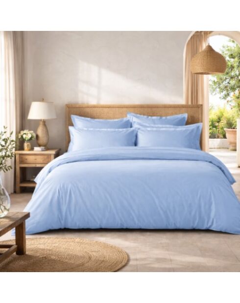 Taie d'oreiller carrée en percale de coton uni ciel - 65x65cm