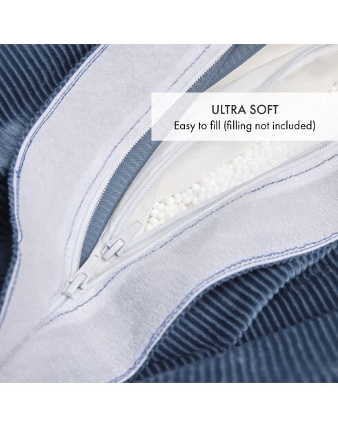 Fodera per pouf senza morbida imbottitura in velluto a coste blu - 80x100 cm