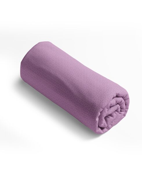 Drap-housse en satin de coton Fleurs vintage violet - 90x200 cm
