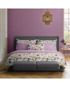 Drap-housse en satin de coton Fleurs vintage violet - 90x200 cm