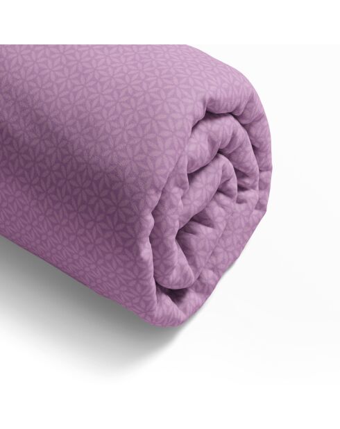 Drap-housse en satin de coton Fleurs vintage violet - 90x200 cm