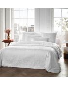 Copripiumino in raso di cotone intrecciato jacquard bianco Jacquard + 2 federe