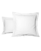 Taie d'oreiller carrée en percale de coton uni blanche - 65x65cm