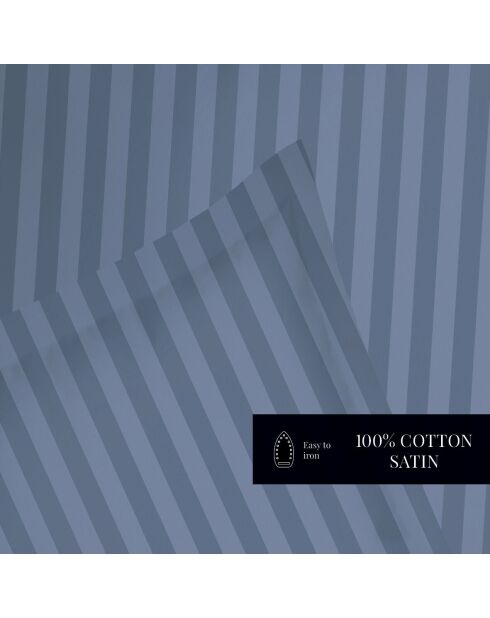 Set aus 2 Kissenbezügen aus gestreiftem Baumwollsatin Dobby Jacquard blau 06
