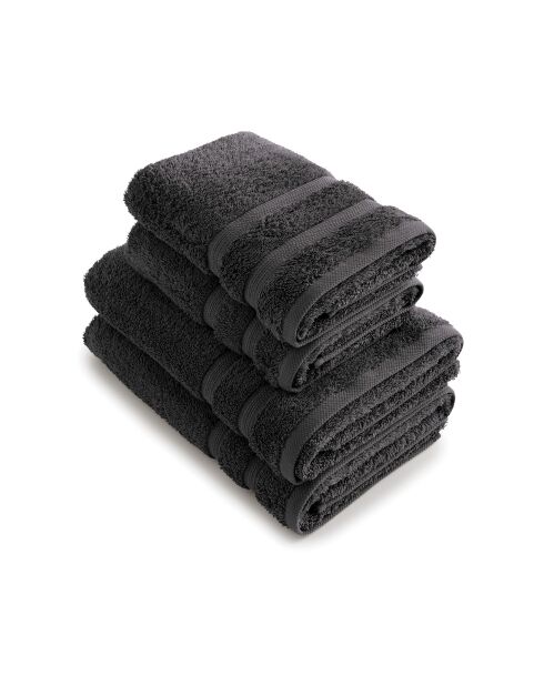 Set de 2 serviettes et 2 draps de bain gris foncé - 2x(50x100 cm) + 2x(70x140 cm)