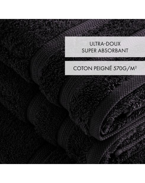 Set de 2 serviettes et 2 draps de bain gris foncé - 2x(50x100 cm) + 2x(70x140 cm)