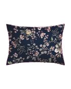 Set de 2 taies d'oreiller en satin de coton Murmure floral bleu foncé/rose - 2x(50x70 cm)