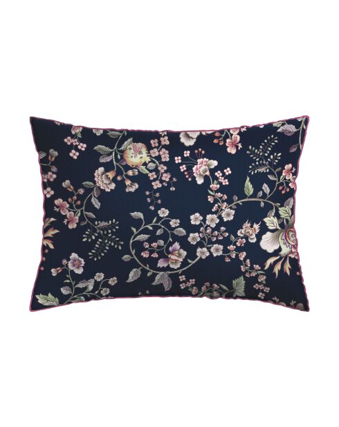 Set de 2 taies d'oreiller en satin de coton Murmure floral bleu foncé/rose - 2x(50x70 cm)