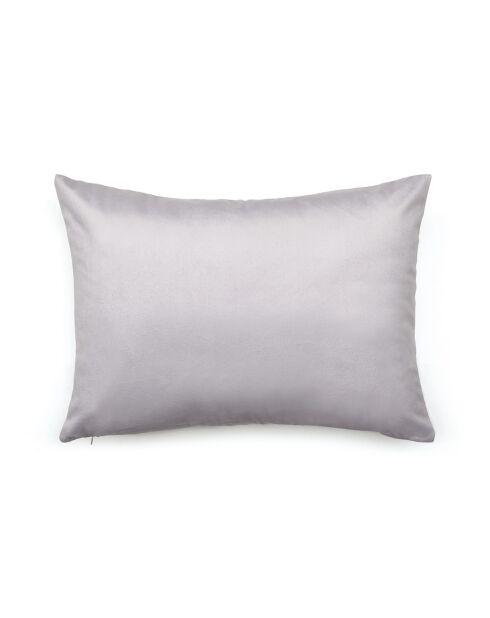 Fluwelen kussenhoes met taupe bloemenmotief - 30x50 cm