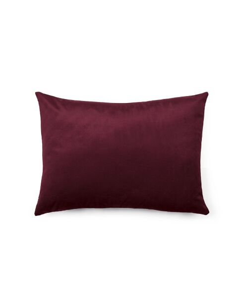 Fluwelen kussenhoes met bordeauxrood bloemenmotief - 30x50 cm