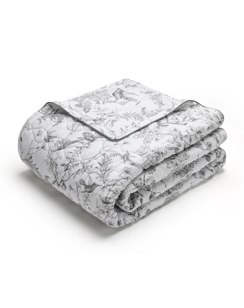 XL beddensprei Botanical Hummingbird zwartgrijs - 220x250 cm