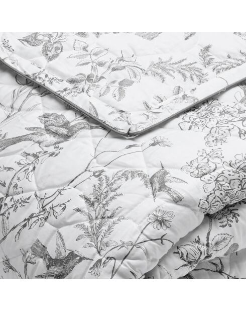XL beddensprei Botanical Hummingbird zwartgrijs - 220x250 cm