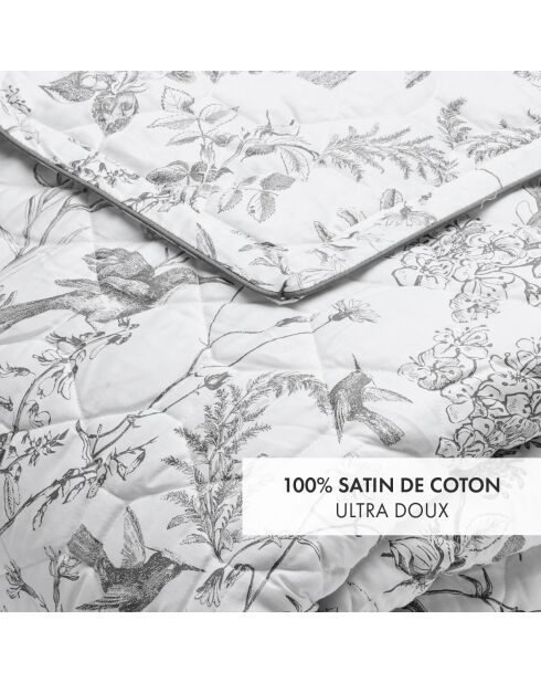 XL beddensprei Botanical Hummingbird zwartgrijs - 220x250 cm