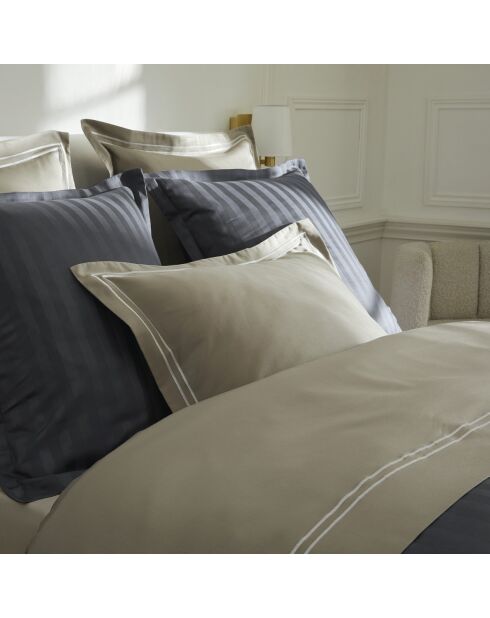 Bel set di mini federe rettangolari in cotone satinato color tortora - 150x200 cm