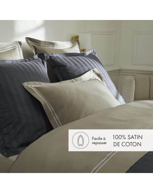 Bel set di mini federe rettangolari in cotone satinato color tortora - 150x200 cm