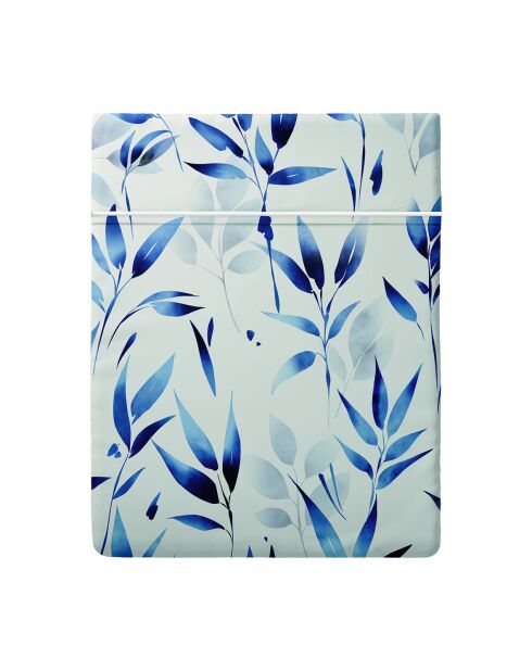 Drap plat en satin de coton Eclat bleu blanc - 240x300 cm