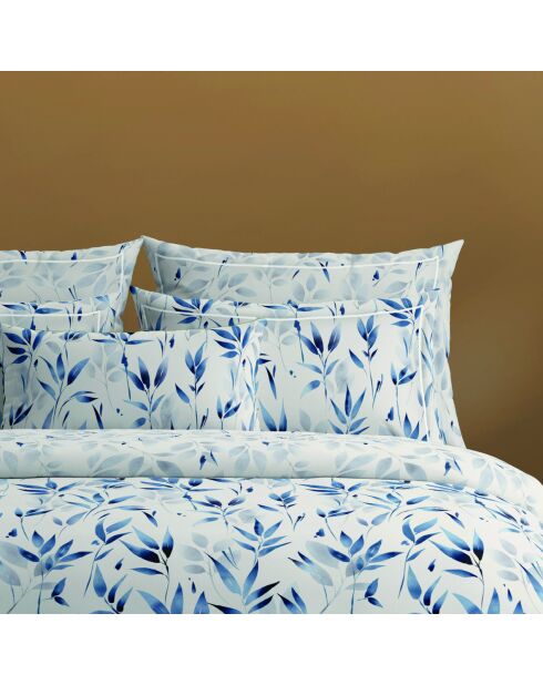 Drap plat en satin de coton Eclat bleu blanc - 240x300 cm