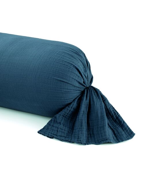 Uniblaue Kissenhülle aus Baumwollgaze 14 - 43x210 cm