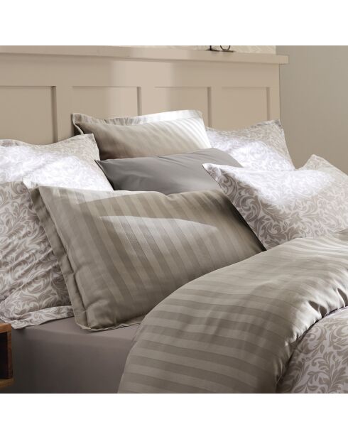 Damask Floralia Bettlaken aus Baumwollsatin, 240 x 300 cm, taupe