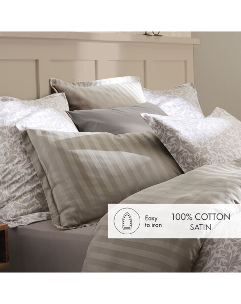 Damask Floralia Bettlaken aus Baumwollsatin, 240 x 300 cm, taupe