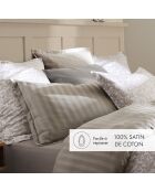Damask Floralia Bettlaken aus Baumwollsatin, 240 x 300 cm, taupe