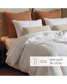 Bettbezug für Babys + Kissenbezug Baumwollgaze Uni Blanc 02 - 100x135 cm